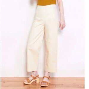 Ali Golden Cream High Rise Cropped Pants Wide Leg 100% Cotton Size XS Women's